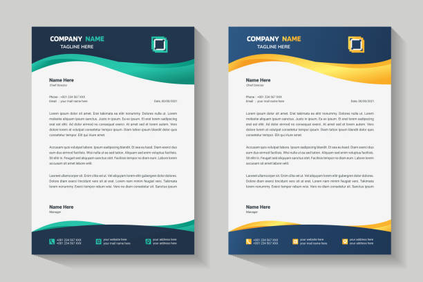 Letterhead design template. Creative, wave, clean and elegant modern business professional letterhead template design. Letterhead design template. Creative, wave, clean and elegant modern business professional letterhead template design. Illustration vector flyers templates stock illustrations