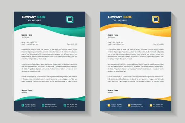 Vector illustration of Letterhead design template. Creative, wave, clean and elegant modern business professional letterhead template design.