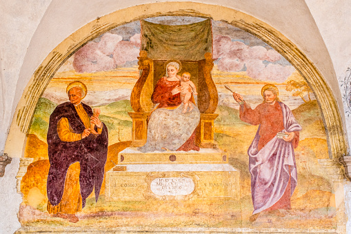 Fresco from the 16th century on the facade of the church of San Rocco in Belluno