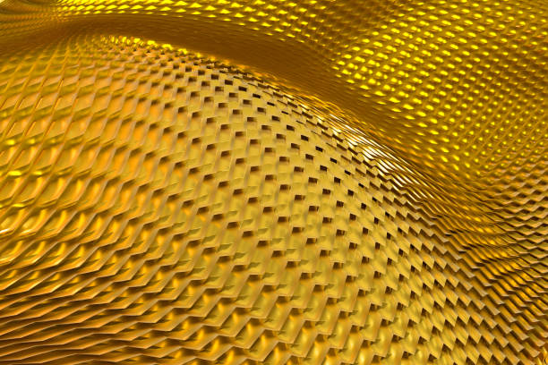 istock Curved metallic structure in gold color 1365329586