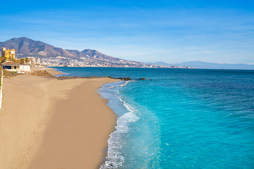 Fuengirola skyline anf beach in Costa del Sol of Malaga in Andalusia of Spain
