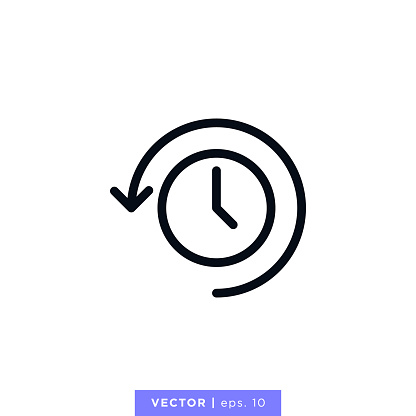 Time icon vector stock illustration design template. History symbol.  Editable stroke. Vector eps 10.