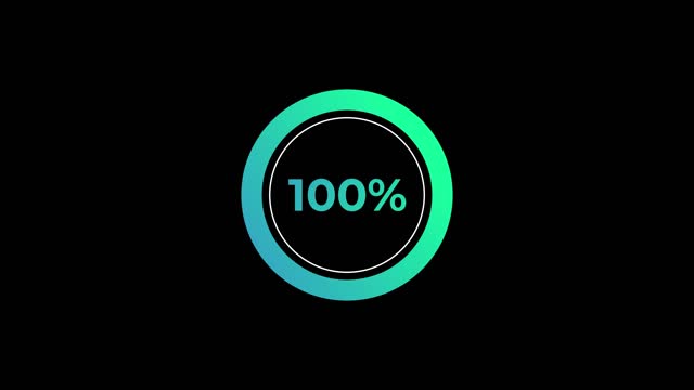 Circle percentage Loading Transfer Download Animation 0-100% in Green science effect.