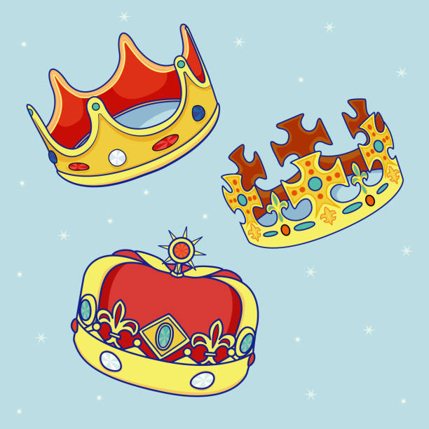 ręcznie rysowane korony reyes magos zestaw ilustracja wektorowa - getty stock illustrations