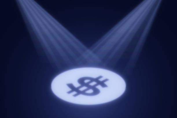dollar spotlight hintergrund - strobe light stock-grafiken, -clipart, -cartoons und -symbole