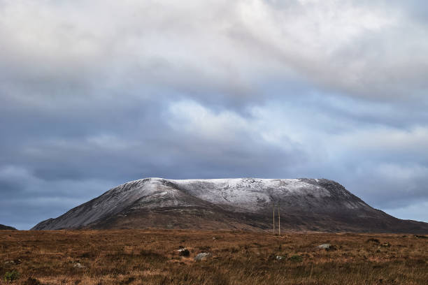 エリガル山。ドニゴール州。曇り空と美しい色で冬の雪のピーク - republic of ireland mount errigal mountain landscape ストックフォトと画像