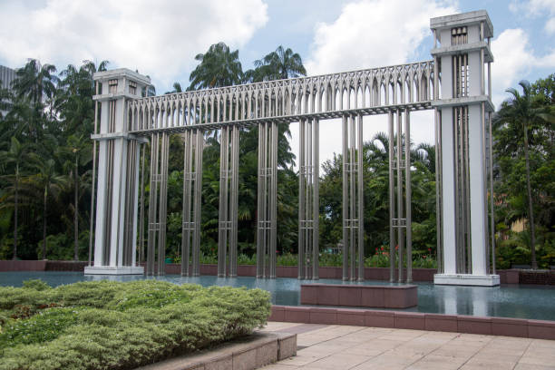 View of Festival arch in Orchard Road, Singapore Singapore- 21 Oct, 2021: View of Festival arch that is located in front of the main entrance of the Istana Park in Orchard Road, Singapore istana stock pictures, royalty-free photos & images