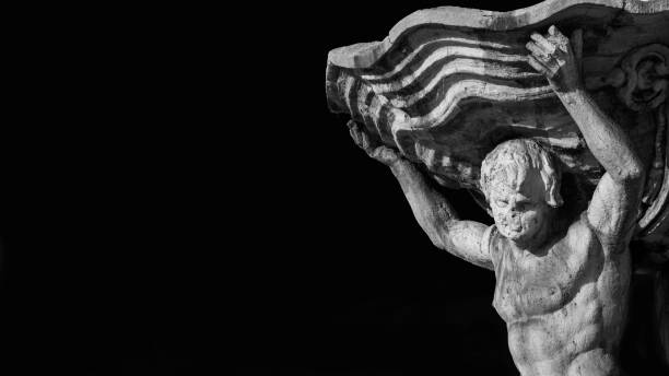 istock Fountain of the Tritons in Rome (Black and White with copy space) 1365348873