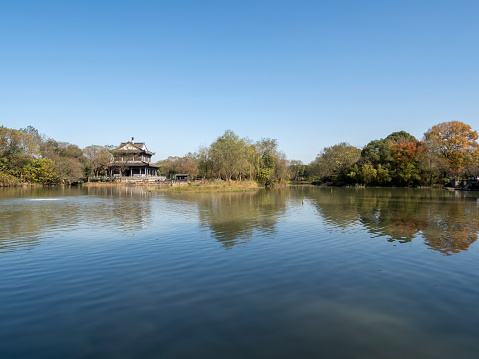 Historical buildings on the ancient town in Xixi wetland, Hangzhou, China