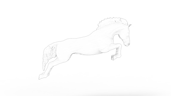 3d rendering of a majestic jumping horse isolated in white background
