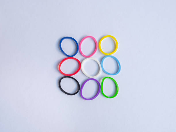 istock rubber bands shot in the studio on a white scene. 1365351118