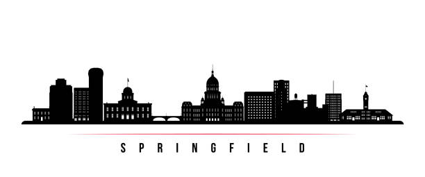 Springfield skyline horizontal banner. Black and white silhouette of Springfield, Ilinois. Vector template for your design. Springfield skyline horizontal banner. Black and white silhouette of Springfield, Ilinois. Vector template for your design. springfield illinois skyline stock illustrations