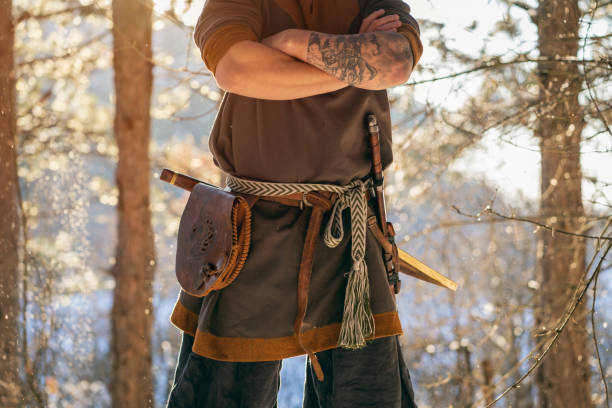 istock Unrecognizable medieval warrior, with arms crossed 1365365180
