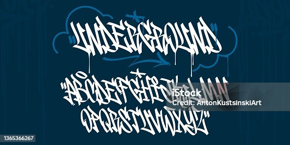 istock Abstract Handwritten Hiphop Graffiti Street Art Style Font Alphabet Vector Illustration 1365366267