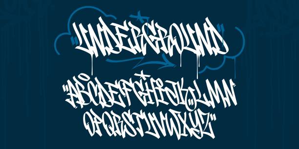 Abstract Handwritten Hiphop Graffiti Street Art Style Font Alphabet Vector Illustration Abstract Handwritten Hiphop Graffiti Street Art Style Font Alphabet Vector graffiti fonts stock illustrations
