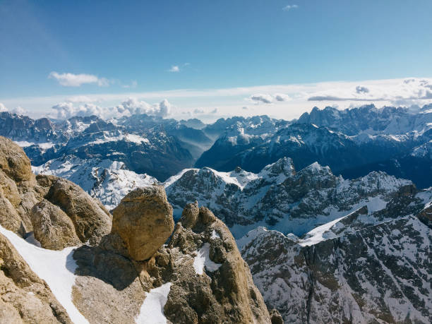 istock Snowy valley and mountains in winter 1365368385