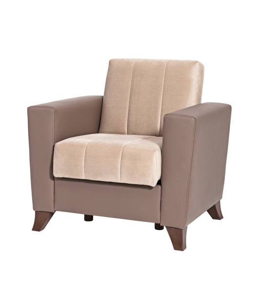 istock Brown armchair isolated on white background 1365369051