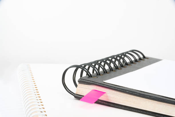 istock Blank Opened Spiral Notebook Placed On A Table. Empty Open Notepad On Top Of A Desk 1365370866