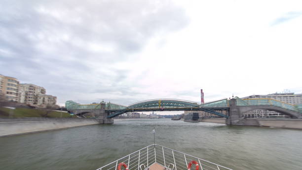 istock Moscow River. River cruise ships on the Moscow river winter timelapse 1365373285
