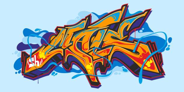 isolierte abstrakte urbane graffiti street art stil word mals schriftzug vektor illustration - graffiti stock-grafiken, -clipart, -cartoons und -symbole