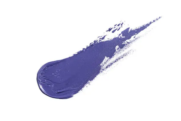 Photo of Blue paint sample on a white background.