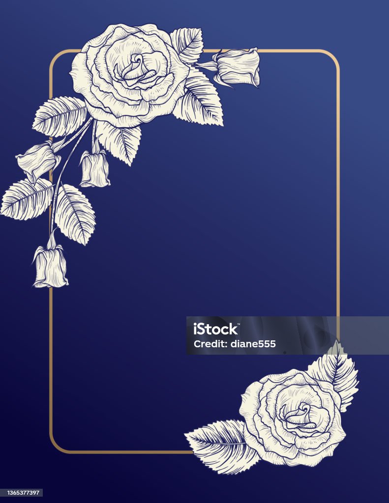 Royal Blue Botanical Roses Bridal Shower Invitation Template Stock Illustration - Download Image Now - iStock royal-blue-botanical-roses-bridal-shower-invitation-template-stock-illustration-download-image-now-istock