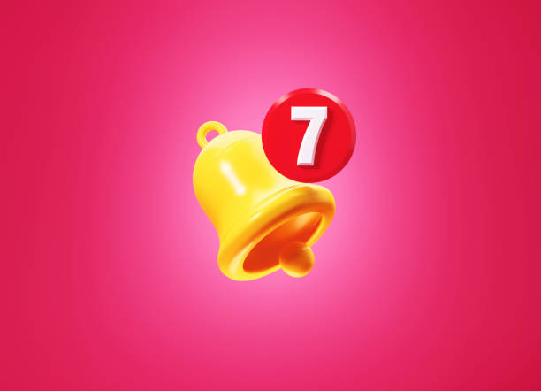 istock Subscription Concept - Yellow Notification Bell And Number 7 On Pink Background 1365378147