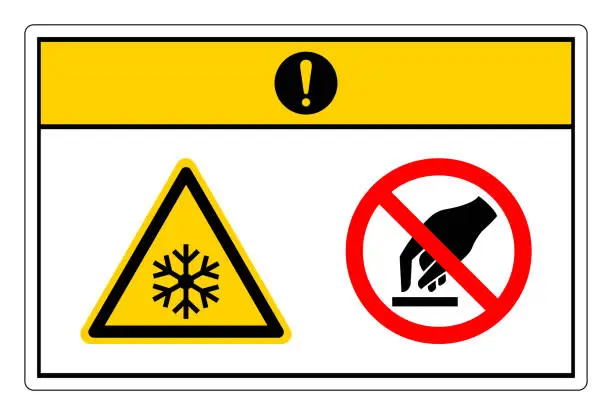 Vector illustration of Caution Extremely Cold Surface Do Not Touch Symbol Sign On White Background