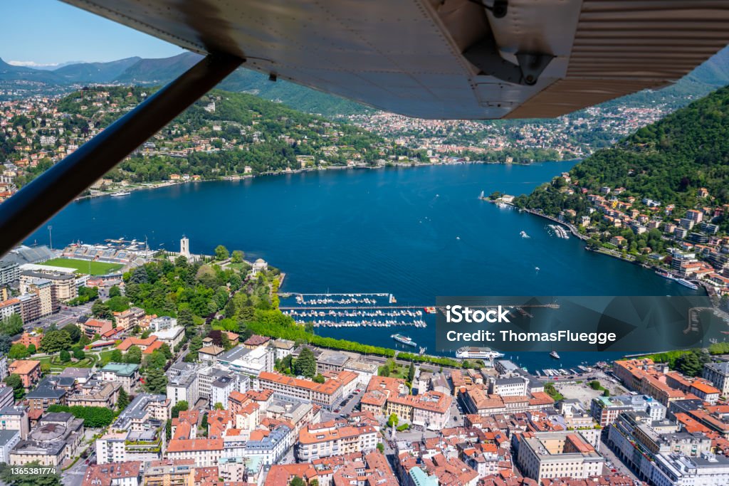 Como en Como Lake City Como aerial view at Como Lake Como - Italy Stock Photo