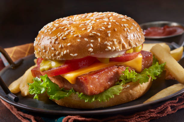 istock Grilled Spam Burger with Fries 1365382318