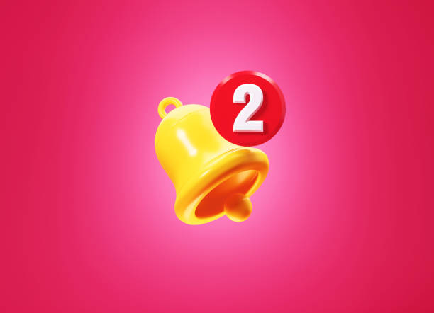 istock Subscription Concept - Yellow Notification Bell And Number 2 On Pink Background 1365384507