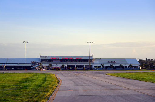 Tongatapu island, Tonga: Fua'amotu International Airport, serving the capital, Nuku'alofa, and Tongatapu island and with connections to the other islands - International terminal building, apron and taxi-way- located near the village of Pelehake.