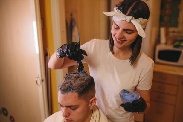 istock Dyeing men's hair at home 1365387304