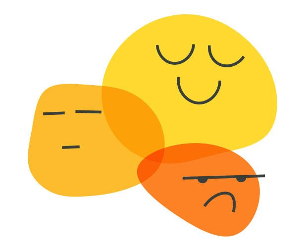 Emoticons mental health and human emotions Vector illustration of a set of emoticons for mental health issues and human emotions. relieved face stock illustrations