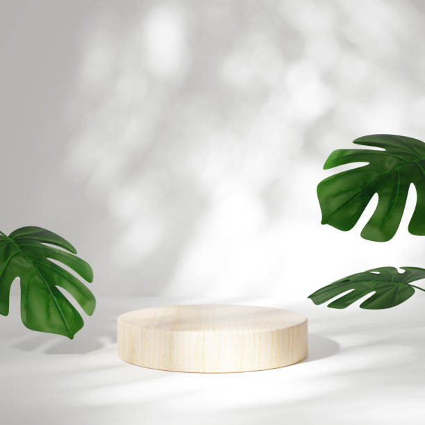 istock Empty wooden pedestal or podium 1365392127