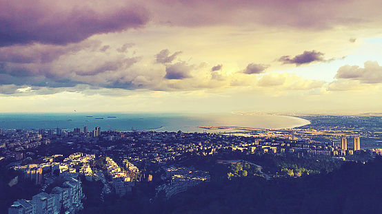 Haifa city bay landscape - high view angle.