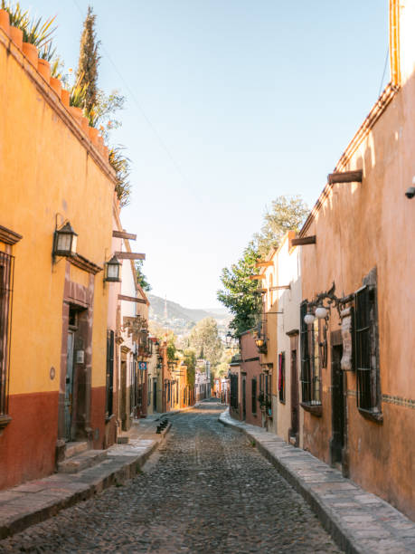 Calle Aldama street in San Miguel de Allende, the most beautiful street of this colonial city stock photo