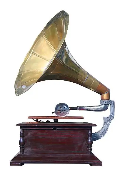 Photo of Old gramophone from an isolate white background