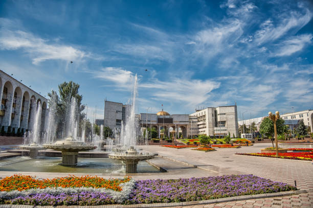 Government offices in the city center of Bishkek, Kyrgyzstan Government offices in the city center of Bishkek, Kyrgyzstan bishkek stock pictures, royalty-free photos & images