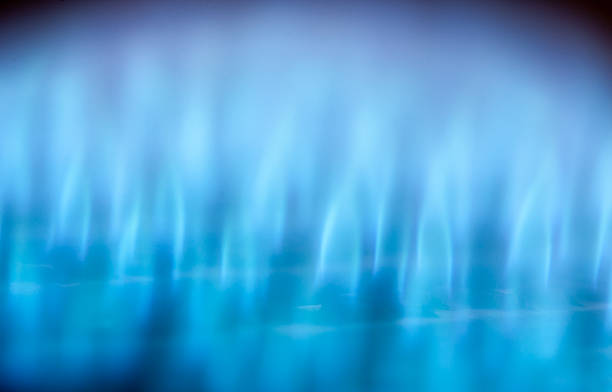 blue flammes - flame natural gas boiler burner photos et images de collection