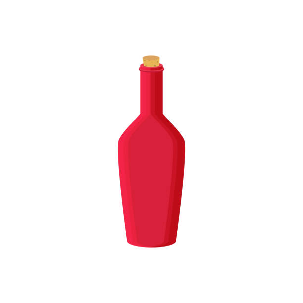 バームとボトル。赤いガラス瓶に入ったアルコール、ワイン、ウォッカ。油またはバージンと薬液 - antidote toxic substance ingredient bottle点のイラスト素材／クリップアート素材／マンガ素材／アイコン素材