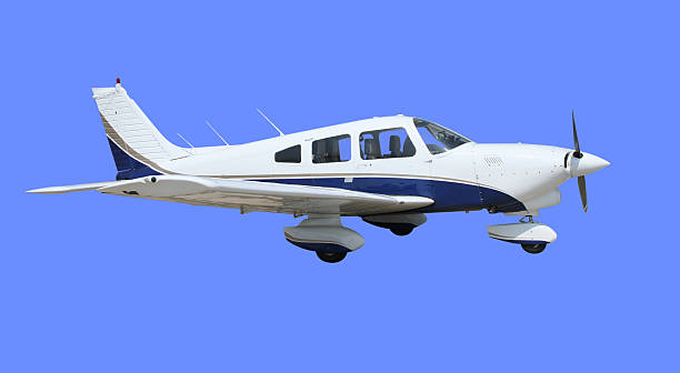 Airplane Small airplane isolated on blue. propeller airplane stock pictures, royalty-free photos & images