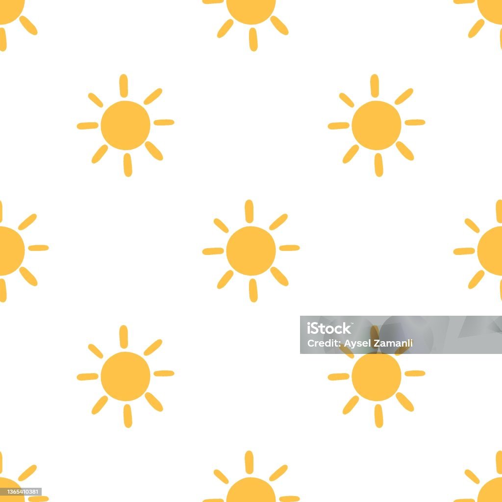 Handdrawn Sun Seamless Repeat Vector Pattern Stock Illustration ...