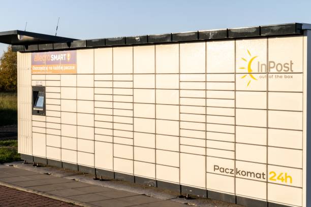Mierzecice, Poland -30.10.2021- Parcel locker of Inpost in Mierzecice