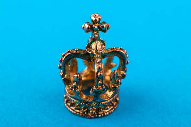 3d Render Golden King Crown on Black Infinity Background, The Concept of Power and Success
