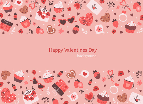 Happy Valentines Day background. Valentines Day cute elements