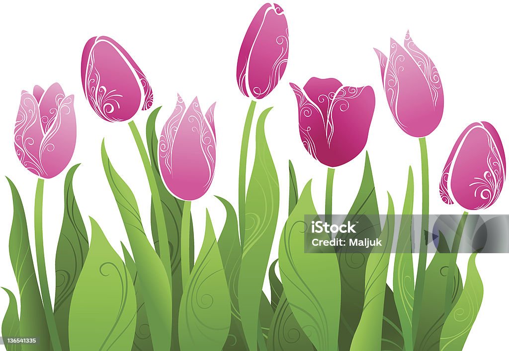 Tulipes rose - clipart vectoriel de Motif libre de droits