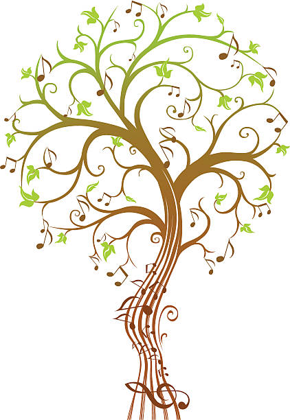 Music tree vector art illustration