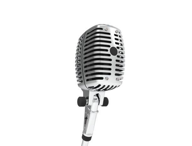 istock 3D rendering of a classic metal chrome microphone isolated on white background 1365414666