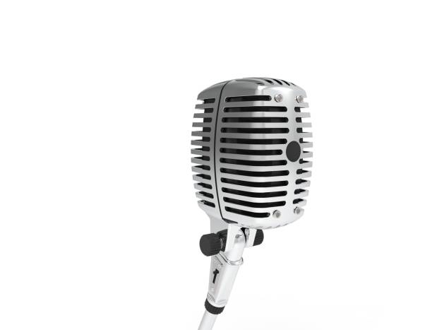 istock 3D rendering of a classic metal chrome microphone isolated on white background 1365414692